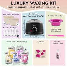 WUWUVISTA Wax Heater Depilatory Machine, 63pcs Set, Suitable For Hands, Feet And Body SPA Hair Removal, Includes Wax Melter, Silicone Inner Liner, Silicone Spatula, Wax Beads, Wooden Sticks - UK Plug(220-240V) - View 9