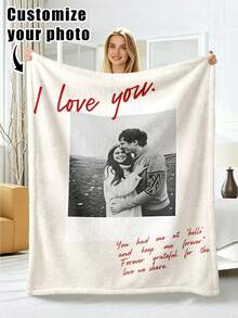 1pc Customized Photo Blanket, Personalized Flannel Blanket With Photo And Text, Office Nap Blanket, Comfortable Blanket, Mother's Day, Father's Day Gift For Parents, Bedding Blanket, Bed Customized Blanket, Customized Text Blanket, Personalized Home Blanket, Customized Name Blanket, Personalized Home Blanket With Photo And Text, Personalized Throw Blanket, Friend Blanket, Comfortable Blanket, Home Gift, Wedding Gift, Birthday Gift - Multicolor - View 12