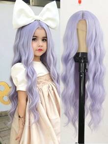 Long Wavy U-Part Lace Wig For Kids Nature Synthetic Wigs For Cosplay Daily Use Heat Resistant Headband Wigs(Excluding Accessories) - Multicolor - View 2