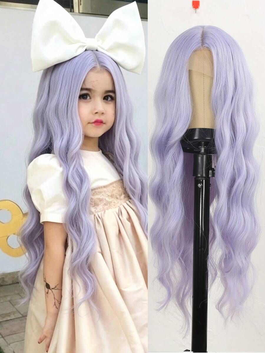 Long Wavy U-Part Lace Wig For Kids Nature Synthetic Wigs For Cosplay Daily Use Heat Resistant Headband Wigs(Excluding Accessories)