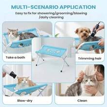 Foldable Pet Grooming Table, Quick-Dry Breathable 8-Hole Mesh Bathing Station, Non-Slip Frame, For Dogs And Cats, Multi-Function Showering, Nail Trimming, Blow-Drying, Pet Grooming Hammock, Professional Grooming Shop Use, Pet Hammock Window Perch - View 7
