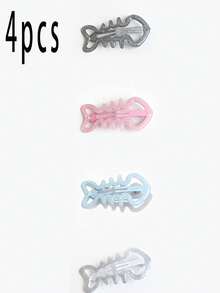 Exquisite Glitter Hollow Fishbone Design Hair Clip, Sweet Girl Style BB Clip, Unique Personalized Side Hair Clip, Versatile Daily Bangs Clip - Multicolor - View 10