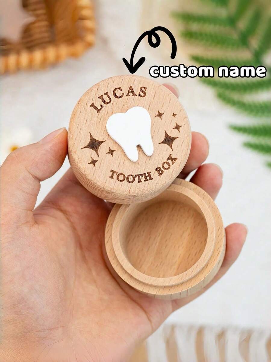 Custom Name Tooth Fairy Box,Personalized Wooden Tooth Fairy Coin Box,Boy Girl Tooth Box Keepsake,Kids Birthday Gifts,Baby Shower Gift - Multicolor - View 1