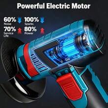 TORPOW 12V 無繩迷你角磨機，76mm 磨盤，10000RPM，多種選項：僅工具 / 含電池套件，切割、拋光、打磨、除鏽電動工具 - 藍色 - 查看 4