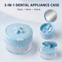 1PC/2PCs Multi-Function Portable Dental Appliance Cleaning & Storage Box, (With Automatic Lifting Basket & Leak-Proof Sealed Design), Includes Mirror Support Rod & Cleaning Brush Tool, Suitable For Oral Accessory Cleaning & Care, ABS Sealed Leak-Proof, Perfect For Users With Dental Braces Cleaning & Storage Needs - Multicolor - View 5