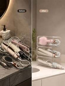 Transparent Stackable PET Hair Curling Iron Holder, Hair Styling Tools Storage Box - Clear - View 4