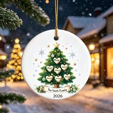Customized Family Name Round Christmas Ornament, Personalized Christmas Tree Memorial Decoration, Rustic Christmas Tree Hanging Decor, Customizable 3-7 Names Holiday Gift, Customizable Text Family Christmas Decoration 2026, Family, Friends, Family Name Hanging Ornament - Style a - View 6