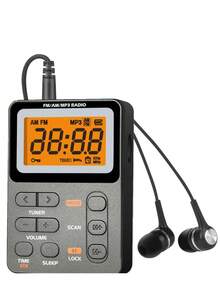 Radio AM FM Saku Portabel dengan Earphone Stereo (Tanpa Speaker), Preset Otomatis, Tombol Pengunci, Lampu Latar, Timer Tidur, Pemutar Musik, Radio Mini, Radio Digital, Radio Bertenaga Baterai untuk Aktivitas Luar Ruangan, Berkemah dan Berlari, Baterai Isi Ulang 600mAh - View 9