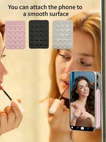 3/1pc Double-Sided Suction Cup Phone Holder, 24 Suction Cups Per Side, Detachable Design, 360° Rotation, Suitable For Bathroom Walls, Glass Mirrors, Vanity Tables And Other Smooth Walls, Including Ceramic Surfaces, Mirror Surfaces, Glass Surfaces, Polished Steel And Other Flat Smooth Surfaces, Not Suitable For Textured Walls, Wooden Surfaces, Dusty Surfaces Or Rough Surfaces. Compatible With All Phones And Tablets, Including Android Phones. - 24 Suction Cups - View 3