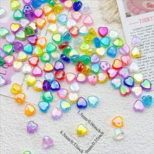 100pcs/Bag Mixed Color Heart Shape Acrylic Beads Colorful Heart Beads Loose Beads For DIY Handmade Bracelet Necklace Phone Chain Decorative Handicrafts Jewelry Making Supplies - Multicolor - View 2