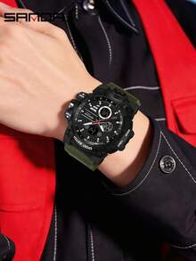 SANDA Men Outdoor Sport Watch, Dual Display 5ATM Waterproof Multi-Function Luminous Military Digital Analog Wristwatch - One Size Fits All - View 10
