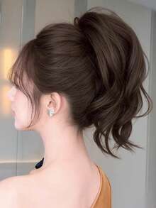 High Crown Fountain Curly High Ponytail Wig, Elegant Lady Style, Hair Clip, Voluminous Hair Extension, Realistic Short Hair Braid - Multicolor - View 6