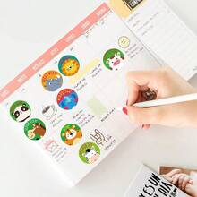 500pcs Large Animal Encouragement Stickers, 1 Inch Round, 2 Styles Available, For Envelopes, Magazines, Phone Cases, Water Bottles, Computers, Helmets, Scrapbooks, DIY Decoration, Holiday Party Gift Wrapping, PVC Self-Adhesive Sealing Stickers - Big-headed Animals Encourage - View 3
