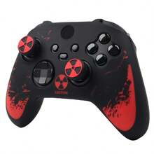 Black Red Radioactive Warning Sign Splatter Controller Skin Cover Compatible With Xbox Series X Wireless Controller, RALAN 1 Controller Protector Case+2 Customised Thumb Grips Caps - View 3