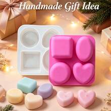 1pc Silicone Soap Mold, Silicone Circle, Square, Oval And Heart Shape Soap Making Mould For DIY Handmade Soap, Candle, Bath Bomb, Homemade Craft Making Supplies - Mold - View 3
