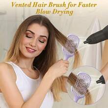 1pc Square Hollow Hair Comb, Unisex | Wide-Tooth Comb, Easy Detangling And Scalp Massage, Wet Hair Detangling Comb With Ventilation Holes, Suitable For All Hair Types, Elastic Comb, Wet And Dry Hair Use, Nylon Bristles, ABS Plastic Handle - Color Style Randomized - View 3