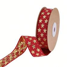 1 Roll 5 Yards New Gold Metallic Thread Jacquard Embroidered Ribbon Packaging Gold Christmas Tree Star Christmas Decoration Ribbon - View 8