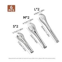 1/3/6Pcs Stainless Steel Silver Serving Tongs, Multi‑Purpose Food Serving Utensils For Buffet, Appetizer, Dessert, Parties And Outdoor Barbecue - Silver - View 8