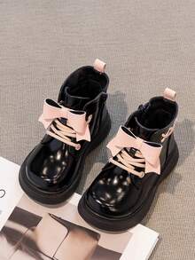 Sepatu Bot Anak Perempuan Model Putri dengan Pita, Sepatu Bot Anti Selip Terbaru - Hitam - View 1