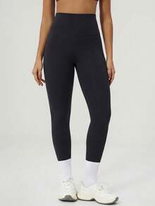 Women's Butt-Lifting Ruched Sports Base Layer Leggings, 3D Ruched Butt Design For Butt-Lifting And Curve Enhancement, Showcasing Charming Waist Dimples And Perky Butt, Tight Fit And Slimming For S-Curve, Comfortable Tight Fit, Suitable For Yoga, Fitness, Running And Street Style - Black - View 8