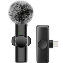 Wireless Clip-On Microphone Mini Lavalier Microphone Noise Reduction Type-C Plug And Play 2.4G Ultra-Low Latency Built-In Noise Reduction Chip Working Time Video Recording Live Streaming Video Recording Interview Podcast Battery Capacity 50mAh - Black - View 14