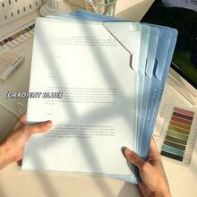 5pcs New Gradient L-Shaped Folders, Office Public Information Storage Folders, Large Capacity Thickened Student Paper Organizer, Back To School Stationery Supplies - Multicolor - View 11