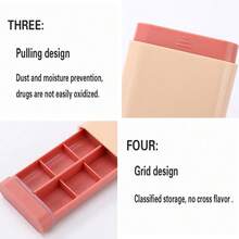 Gold Letter Print Portable Pill Box, Multi-Compartment Sealed Medicine Storage Box, Compact Daily Pill Container, Suitable For Travel And Daily Use - Multicolor - View 6