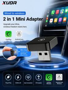 XUDA 2in1 Wireless CarPlay & Android Auto Adapter – USB-C ,Supports Wireless Connectivity; Compatible With IOS 10+ And Android 11+ ,Enhances The In-Car Entertainment Experience – Cable-Free, Easy Setup, Superior Audio Output, And Stable Transmission. - A - View 1
