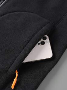 Women's Thick Coral Fleece Zipper Stand Collar Loose Fit Winter Warm Outdoor Sports Running Cycling Jacket - Black - View 6
