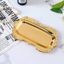 1/2 buah Nampan Perhiasan Anti Kusut untuk Kalung dan Anting, Piring Penyimpanan Anti Karat Desain Renda Stainless Steel 304, Cocok untuk Cincin, Kosmetik, dan Aromaterapi, Dekorasi Rumah Meja - Perak - View 4