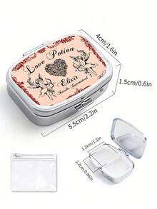 Vintage Angel Print Storage Box – Square Pill Case With Portable Compartmts; Suitable For Daily Meds, Vitamins, And Emergency Kits. - Multicolor - View 11