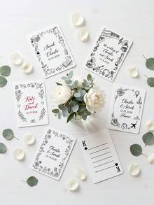 Custom Text Wedding Playing Cards With Blank Message Back, Personalized Hand‑Writeable Blessing Keepsake Gift, Bridal Shower Party Memory Card Set - Multicolor - View 3