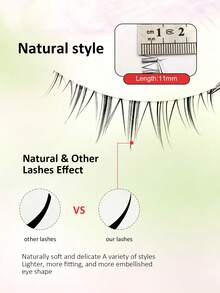 Asiteo Manga Lashes 5對仙女假睫毛，透明細梗漫畫睫毛，自然仿真超柔軟睫毛，適合新手 - 黑色 - 查看 4