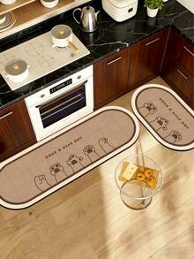 1pc Cute Cat‑Paw Gesture Print Pattern Kitchen Mat, 3.5 Mm Soft Rubber That Absorbs Water And Is Easy To Clean. Suitable For Corridors, Bathrooms, Living Rooms, Outdoor Door Mats, And Toilets. Useable Throughout The Year And For Various Holidays. - Multicolor - View 1