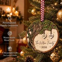 Custom Family Tree Heart Ornament, Personalized Christmas Tree Decor, Rustic Family Name Hanging Keepsake, Customized 2-6 Names Holiday Home Accent, Customizable Xmas Gift For Parents, Couples, Family 2026, Christmas Decorations, Merry Christmas - Style a - View 6