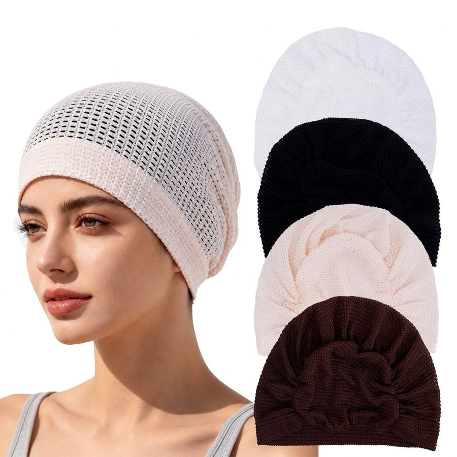 1pc Women's Super Elastic Soft Mesh Headwrap Cap, Breathable Comfortable Underscarf - One Size Fits All - View 1