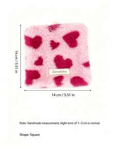1pc Plush Heart‑Pattern Square Coasters, Cup Base Mats For Tabletop Decor, Soft Fabric Coffee Tray Pads For Tea & Mugs, Ideal For Coffee Table, Dining Table, Tablecloth Protection, Cute Home Table Ornaments For Dining Room & Household Desk Decor - Multicolor - View 10