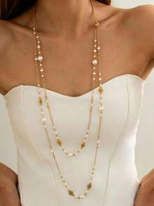 1pc French Fashion Long Necklace, Suitable For Women's Party Accessory, Elegant Jewelry - Long Necklace - View 1
