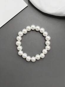 Multi-Piece Elastic ABS Faux Pearl Korean Style Bracelet French Style Handmade Versatile Minimalist Bracelet Jewelry DIY - White - View 7
