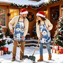 4pcs Christmas, Santa Claus, Bell, Snowflake, Reindeer, Christmas Tree, Snowman, Penguin, Gingerbread Man, Nutcracker, Christmas Animal Pattern Aprons, Suitable For Home Decor And Kitchen Use. Designed As Sleeveless Style, Perfect For Home Kitchen, Outdoor BBQ Cooking. This Printed Apron Is Unisex, Machine Washable And Reusable, Essential Kitchen Supplies, Top Choice For Christmas Gifts. - Multicolor - View 5
