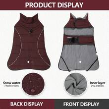 Winter Dog Coat, Windproof Reflective Fleece‑Lined Turtleneck Pet Jacket, Adjustable Hook & Loop Warm Cold Weather Vest For Medium Large Dogs Outdoor - Multicolor - View 2