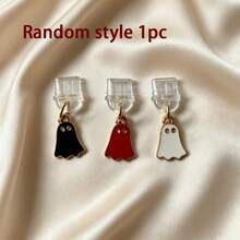 3/1pc Cartoon Ghost Phone Dust Plug Pendant, Halloween Atmosphere Drip Oil Alloy Ghost Charm, Transparent Soft Silicone Dust Plug, Prevent Port Dust, Unique Niche Phone Decoration Accessory, Fun Holiday Gift - Multicolor - View 10