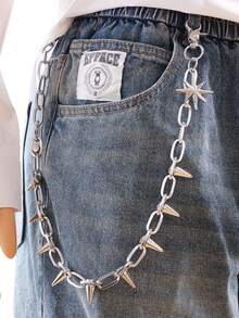 1pc Y2K Punk Spiked Pants Chain Eight-Pointed Star Pendant Metal Waist Chain Hip Hop Jeans Decoration Chain Unisex - Multicolor - View 3