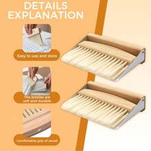 Portable Mini Dustpan And Broom Set - Multi-Functional Wooden Handle Cleaning Brush Kit For Desktop, Keyboard, And Small Gaps - , Seamless Cleaning, Easy To Use - 1 - View 4