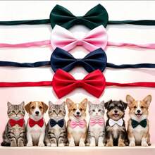 Fashionable Adjustable Pet Bowtie Collar - Durable Polyester Material, Suitable For Small To Large Dogs And Cats - Multicolor - View 1