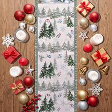 1pc Christmas Tree & Snowman Print Table Runner, Suitable For Holiday, Party, Dinner, Restaurant Table Decor, Home Autumn/Winter Christmas Decoration - Multicolor - View 4