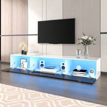 Double-Layer Color Design TV Cabinet/Minimalist Modern Style TV Cabinet/3 Flip Doors/With LED Light/Multi-Purpose Installation Method/Easy To Clean/Suitable For Apartment, Living Room - Black - View 4