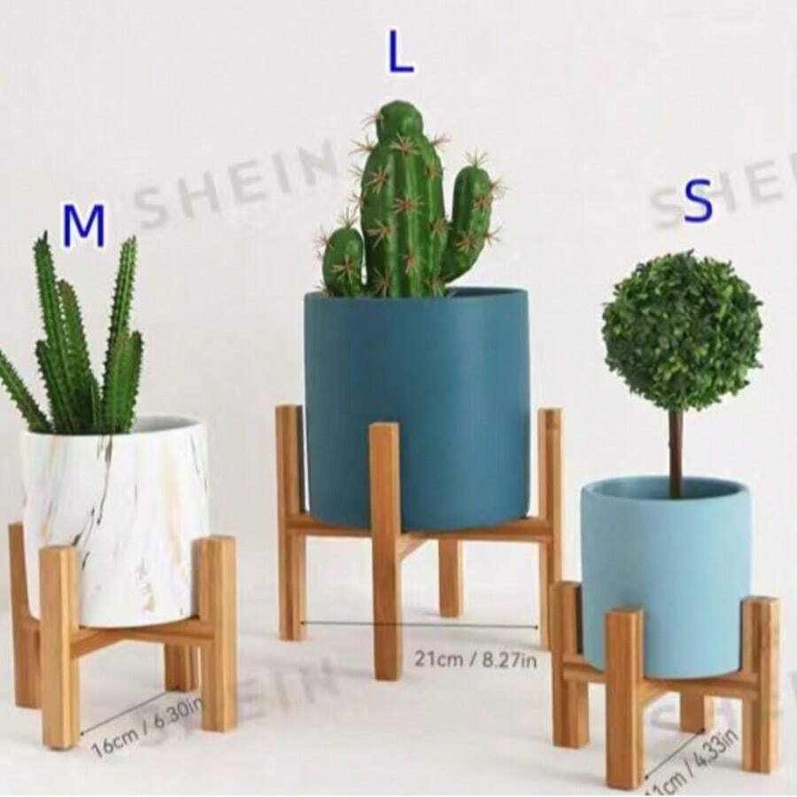 1 Wooden Bamboo Plant Stand, Plant Display Shelf, Living Room Window Sill Flower Stand, Desktop Flower Stand, Pot Not Included - A - View 1
