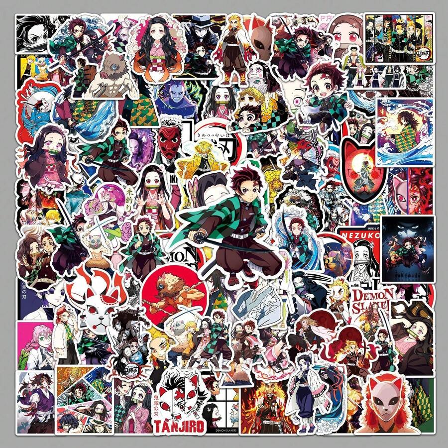 Hasbro/100pcs Demon Slayer Graffiti Stickers, Cross-Border Cartoon Anime Stickers DIY Skateboard Luggage Stickers PVC - Multicolor - View 1