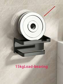 1pc/10pcs Modern Minimalist Metal Wall-Mounted Toilet Paper Holder, Rectangular Shelf Design, Integrated Top Storage Tray And Toilet Paper Roll Holder, Multi-Functional Storage Organizer, Bathroom Restroom Home Indoor Daily Use - Multicolor - View 10